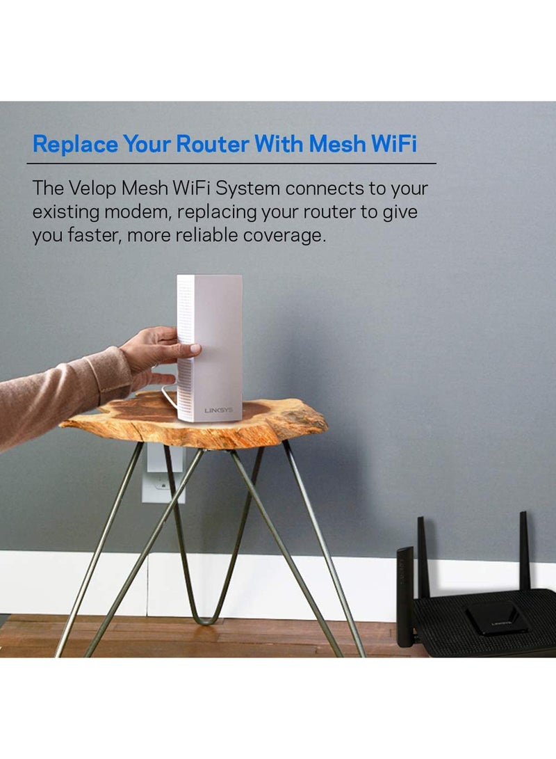 LINKSYS - WHW0303 Velop WiFi 5 Tri-Band Whole Home Mesh Wi-Fi System (AC6600 Wi-Fi Router/Wi-Fi Extender for Seamless Coverage, Parental Controls, 3-Pack, Covers Up to 6,000 sq ft) White - Image 1