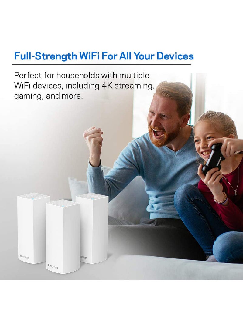 LINKSYS - WHW0303 Velop WiFi 5 Tri-Band Whole Home Mesh Wi-Fi System (AC6600 Wi-Fi Router/Wi-Fi Extender for Seamless Coverage, Parental Controls, 3-Pack, Covers Up to 6,000 sq ft) White - Image 1