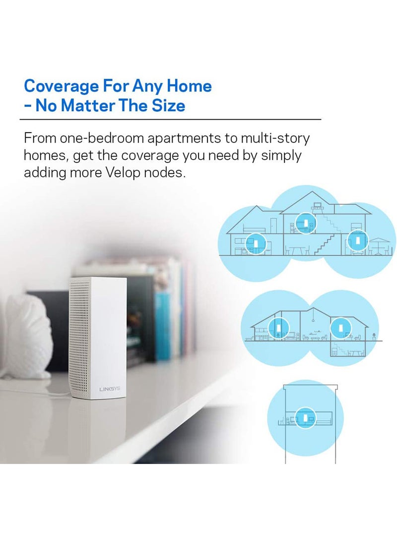 LINKSYS - WHW0303 Velop WiFi 5 Tri-Band Whole Home Mesh Wi-Fi System (AC6600 Wi-Fi Router/Wi-Fi Extender for Seamless Coverage, Parental Controls, 3-Pack, Covers Up to 6,000 sq ft) White - Image 1