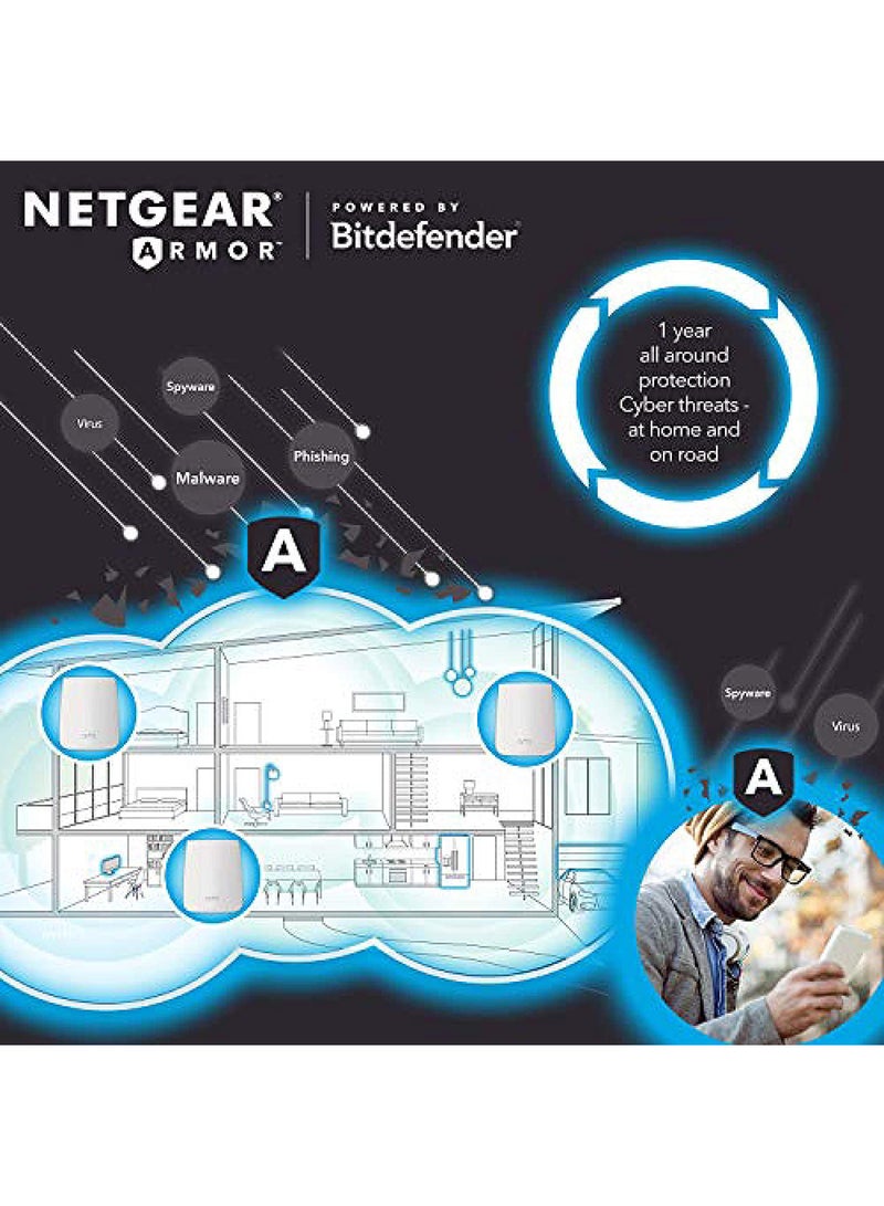 NETGEAR - RBK53S-100UKS Orbi Whole Home Mesh Wifi System With Advanced Cyber Threat Protection, 3-Pack White - Image 1