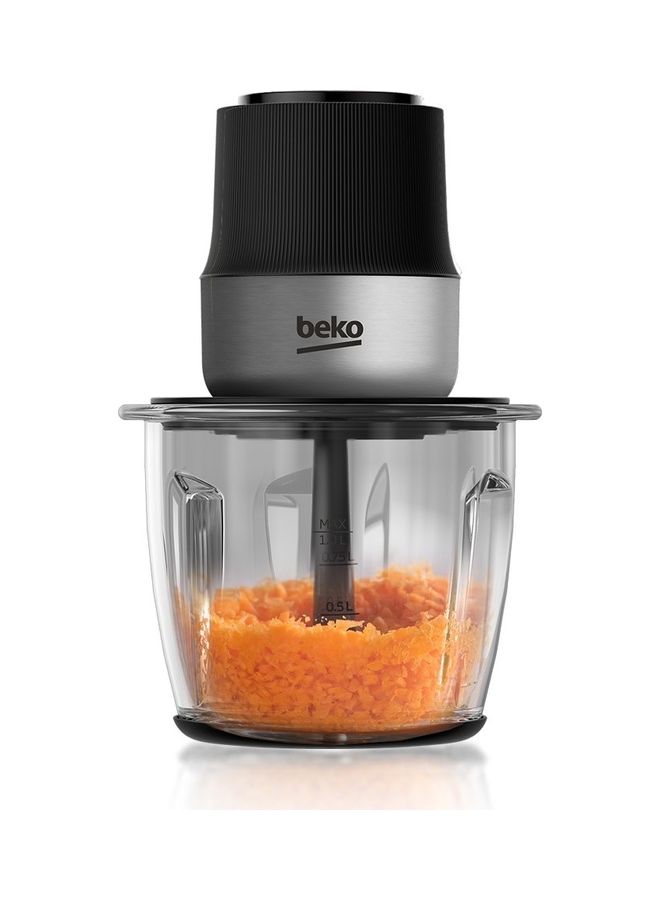 Beko - Food Chopper, Glass Bowl, Inox Housing, 2 speed settings, 2 blades​ 1 L 400 W CHG 81442 BX Black + Stainless Steel - Image 1