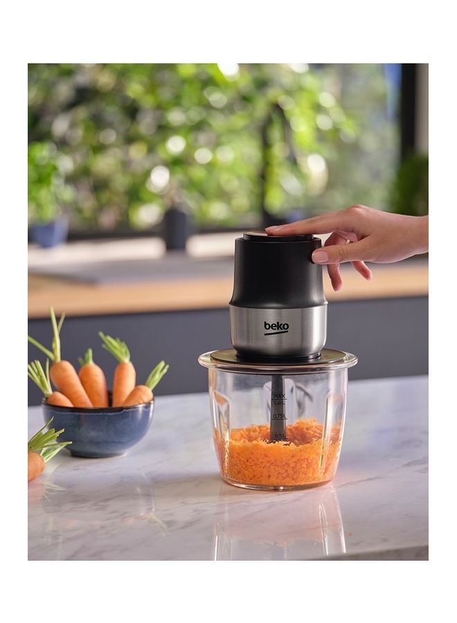Beko - Food Chopper, Glass Bowl, Inox Housing, 2 speed settings, 2 blades​ 1 L 400 W CHG 81442 BX Black + Stainless Steel - Image 1