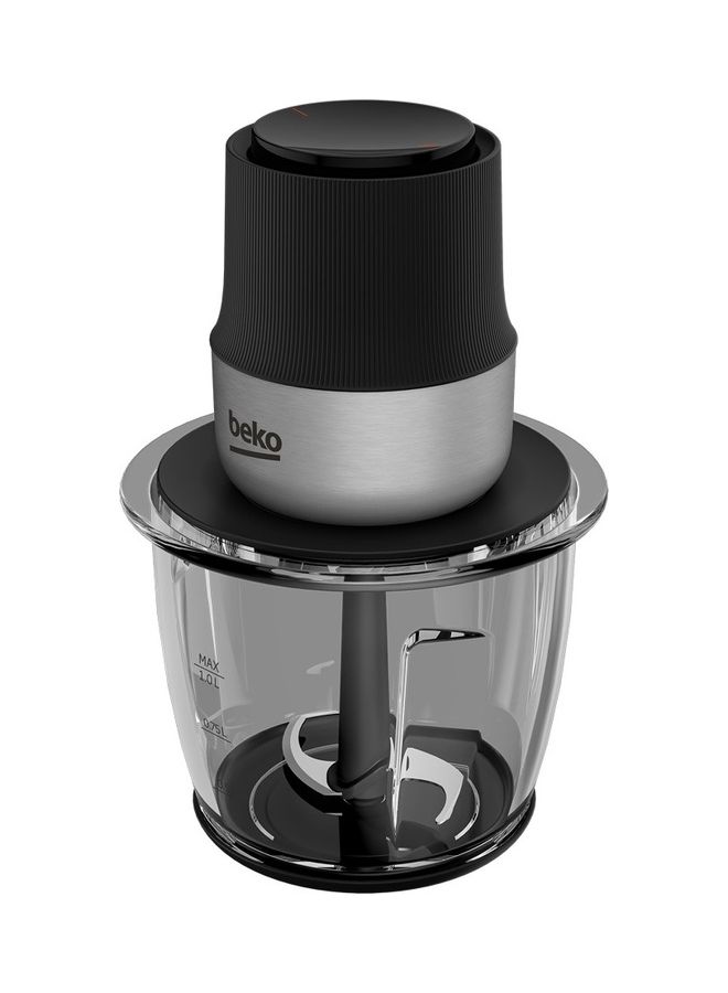 Beko - Food Chopper, Glass Bowl, Inox Housing, 2 speed settings, 2 blades​ 1 L 400 W CHG 81442 BX Black + Stainless Steel - Image 1