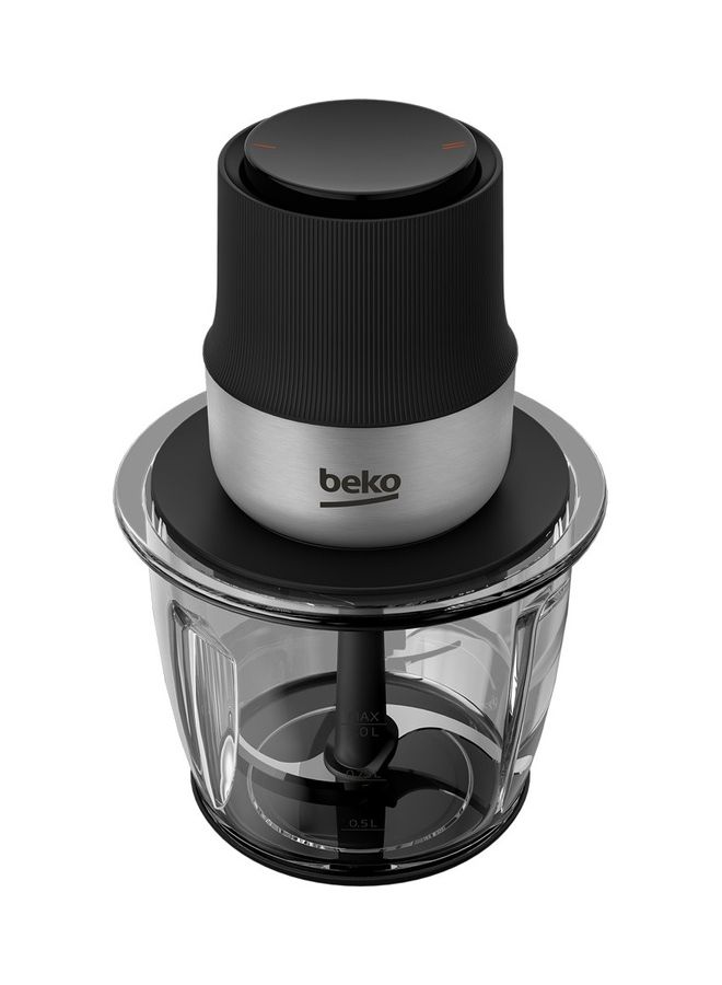 Beko - Food Chopper, Glass Bowl, Inox Housing, 2 speed settings, 2 blades​ 1 L 400 W CHG 81442 BX Black + Stainless Steel - Image 1