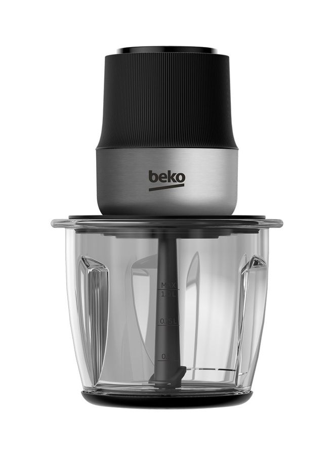 Beko - Food Chopper, Glass Bowl, Inox Housing, 2 speed settings, 2 blades​ 1 L 400 W CHG 81442 BX Black + Stainless Steel - Image 1