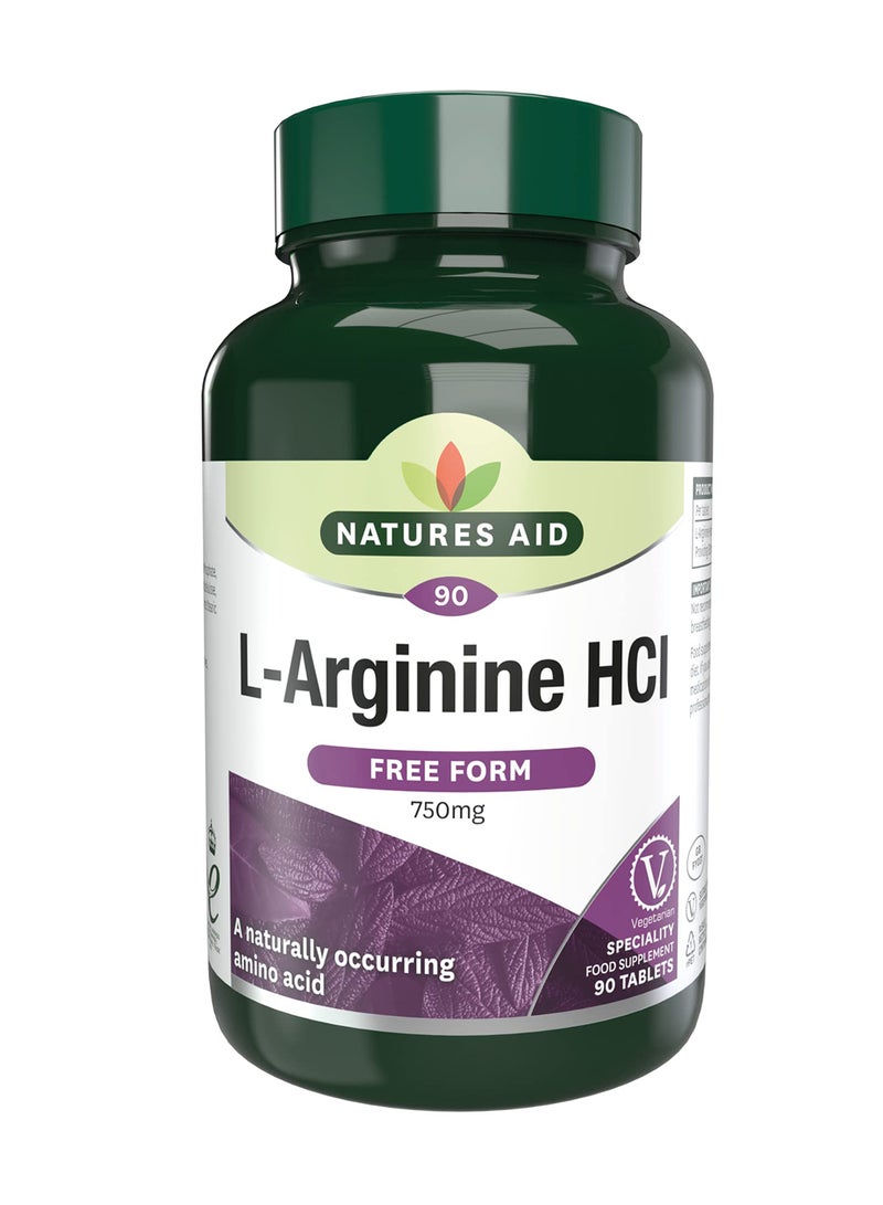 Natures Aid L-Arginine HCl 750mg - 90 Tablets - Image 1