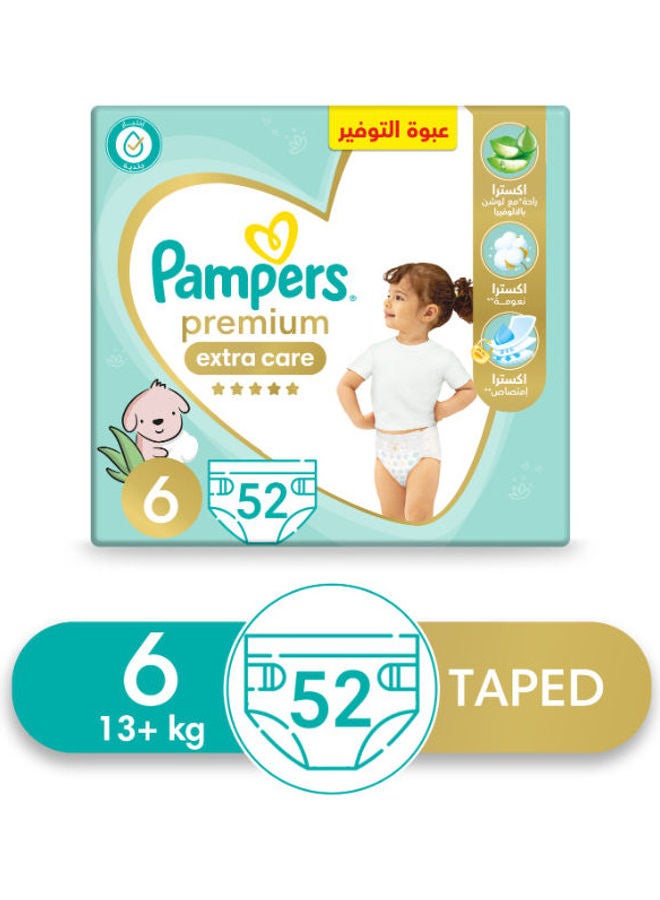 Pampers - Premium EXTRA CARE Diapers, Size 6, Saving Pack, 52 Baby Diapers - Image 1