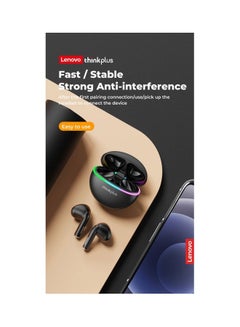 Lenovo Thinkplus XT97 Bluetooth Wireless Mini TWS Earbuds With Flash LED Light & Mics Black  - Image 2