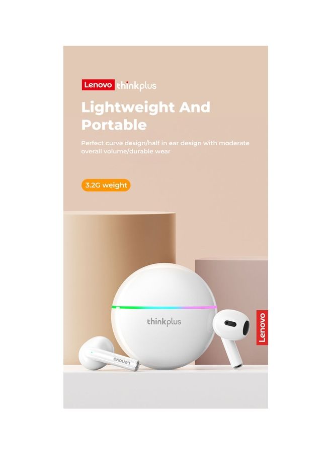 Lenovo - Thinkplus XT97 Bluetooth Wireless Mini TWS Earbuds With Flash LED Light & Mics White - Image 1