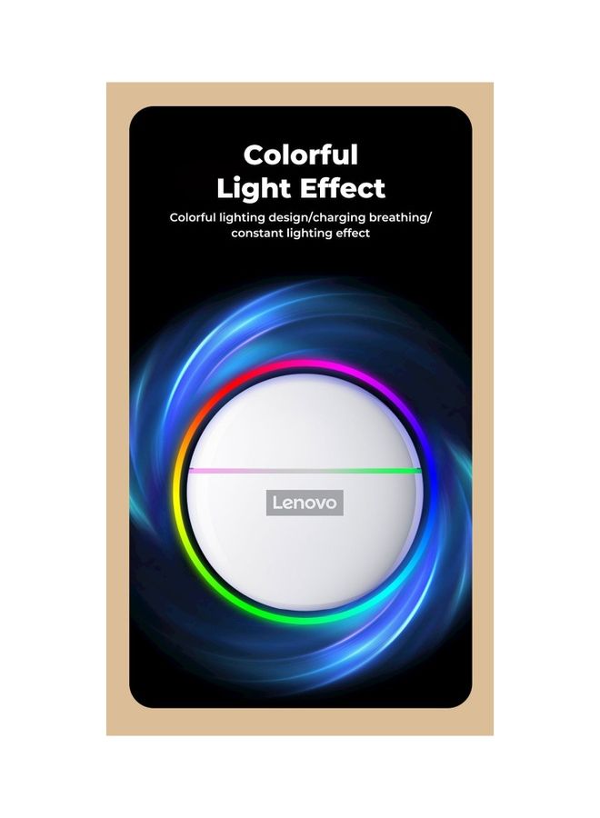 Lenovo - Thinkplus XT97 Bluetooth Wireless Mini TWS Earbuds With Flash LED Light & Mics White - Image 1