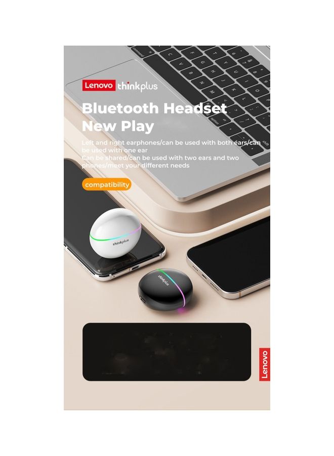 Lenovo - Thinkplus XT97 Bluetooth Wireless Mini TWS Earbuds With Flash LED Light & Mics White - Image 1
