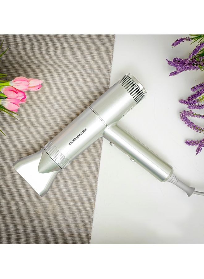 Olsenmark 1500 W Professional Iconic Hair DryerWith 1 Cool Function and 3 Level Temperature Silver 300grams - Image 5