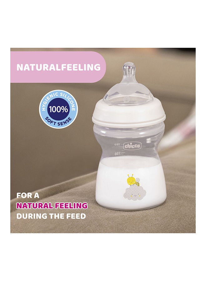 Chicco - Natural Feeling Bottle Silicone Medium Flow, 2+ Months, 250ml, Neutral - Image 1