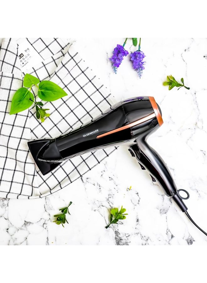 Olsenmark 2400 W Professional Hair Dryer With 1 Cool Function and 3 Level Heat Multicolour 300grams - Image 2