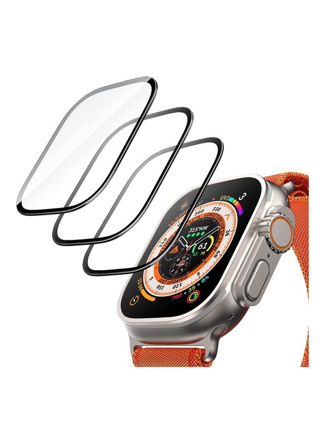 MARGOUN 3Pack for Apple Watch Ultra 49mm Screen Protector Tempered Glass 9H Anti-Scratch Full Coverage Transparent HD Film Clear - Image 2