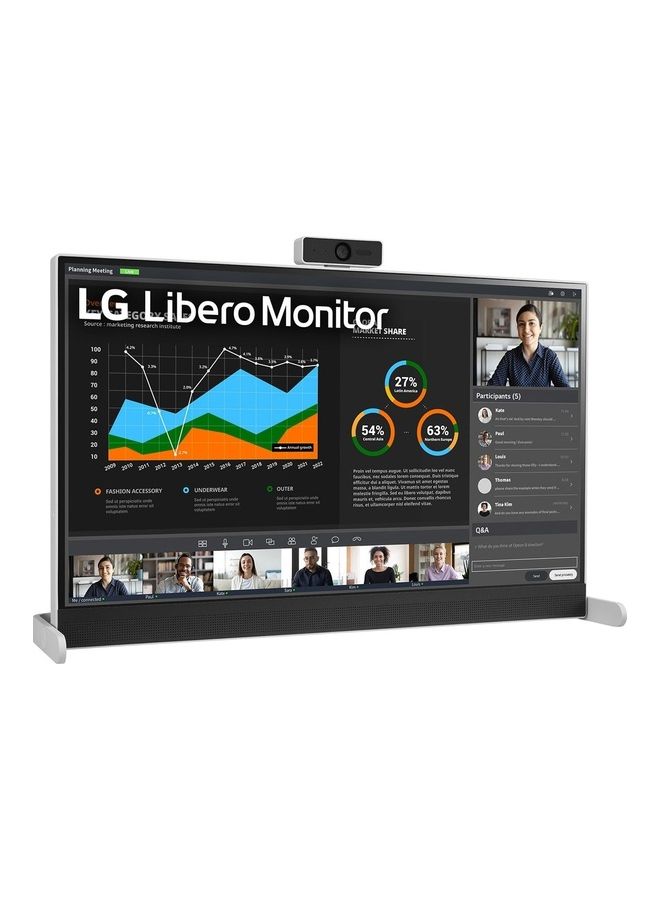 LG 27 inch Libero Monitor QHD 2560 x 1440 Display, IPS Panel, 75Hz Refresh Rate, 5ms Response Time,16.7M Color, Detachable Full HD Webcam, Built-In Speakers & USB C, 27BQ70QC-S Grey Grey  - Image 1