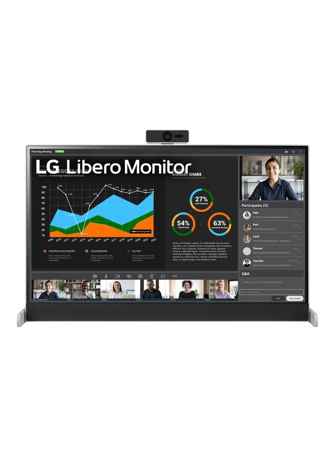 LG 27 inch Libero Monitor QHD 2560 x 1440 Display, IPS Panel, 75Hz Refresh Rate, 5ms Response Time,16.7M Color, Detachable Full HD Webcam, Built-In Speakers & USB C, 27BQ70QC-S Grey Grey  - Image 3