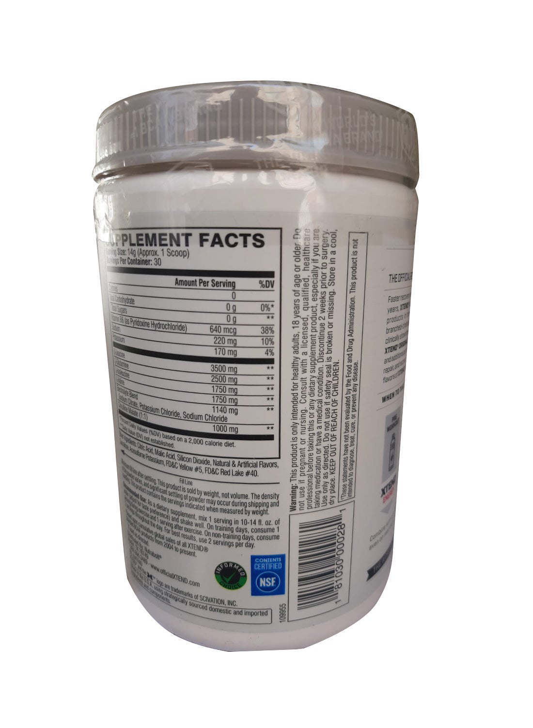 Xtend No Suger The Original 7G Bcaa Muscle Recovery + Electrolytes Mango Madness Naturally &Artificially Flavored 405 Gram 30-Serving