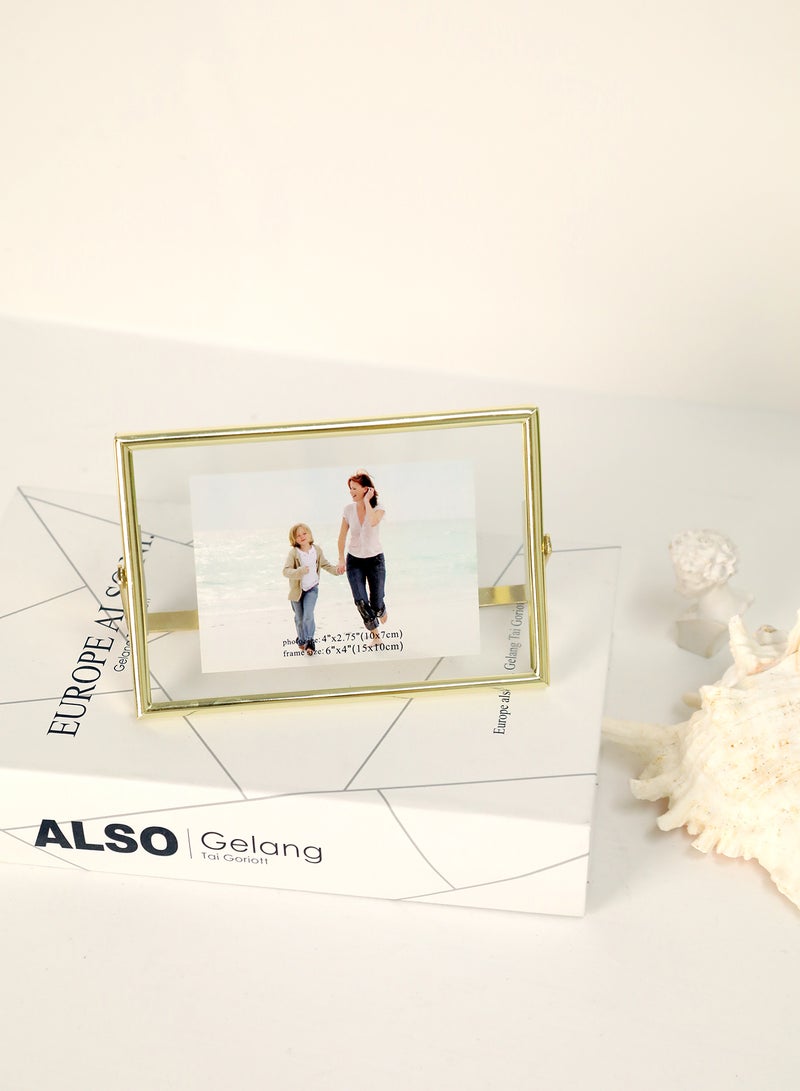 Switch - Tabletop Photo Frames With Outer Frame Gold outer frame size: L15.7xH10.7xT1cm for photo size: 4x6inch - Image 1
