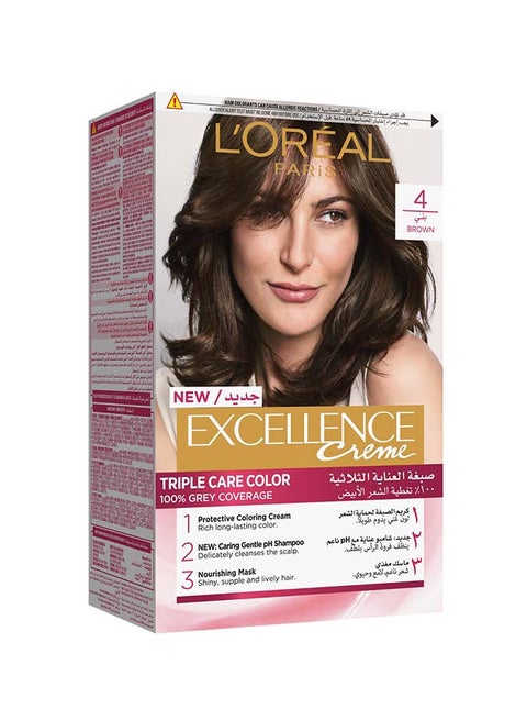 Excellence Creme Triple Care Color, 4 Brown 192ml