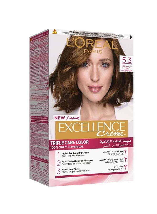 L'OREAL PARIS Excellence Creme 5.3 Golden Light Brown 192ml  - Image 1