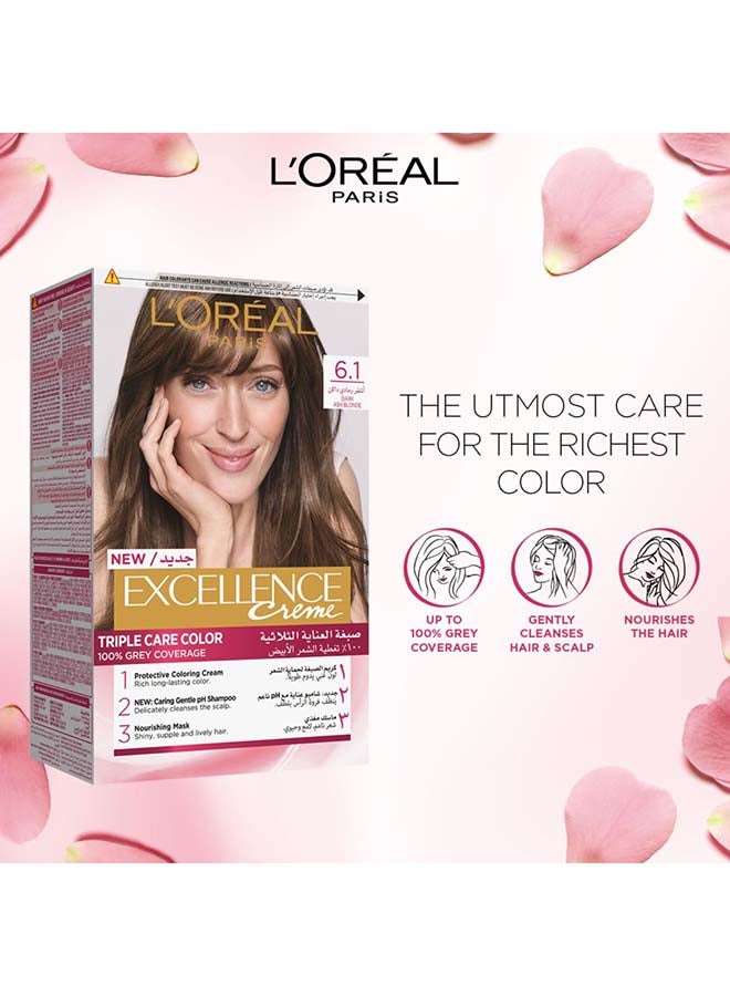 L'OREAL PARIS Excellence Creme Triple Care  Colour 6.1 Dark Ash Blonde 192ml  - Image 3