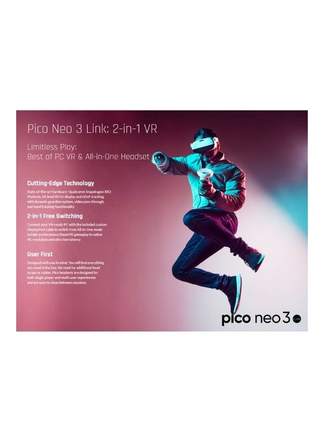 PICO - 5300 mAh Neo 3 Link 2-in-1 VR Headset 256GB, 6GB RAM- White - Image 1