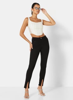 FEMME LUXE Cut Away Skinny Jeans Black  - Image 5