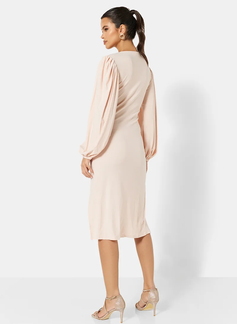 FEMME LUXE Balloon Sleeve Midi Dress