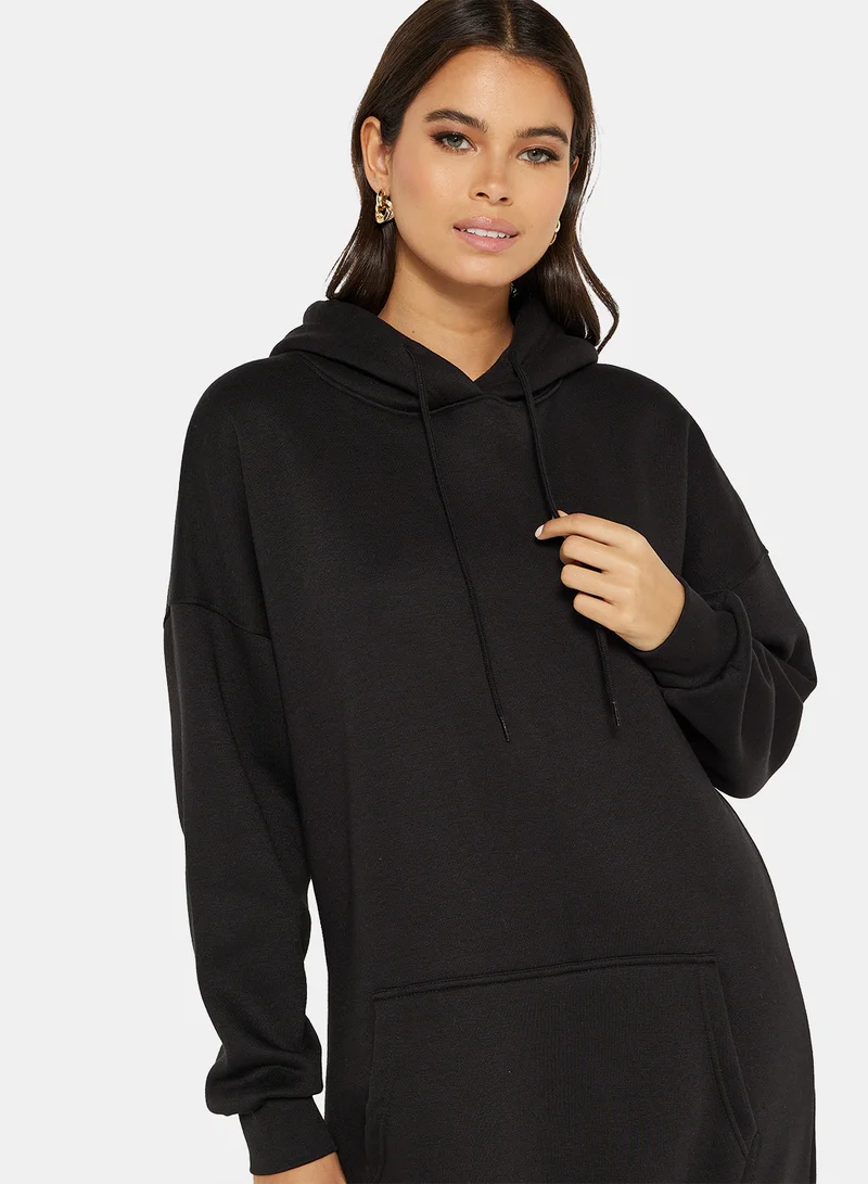 FEMME LUXE Oversized Hoodie Dress Black