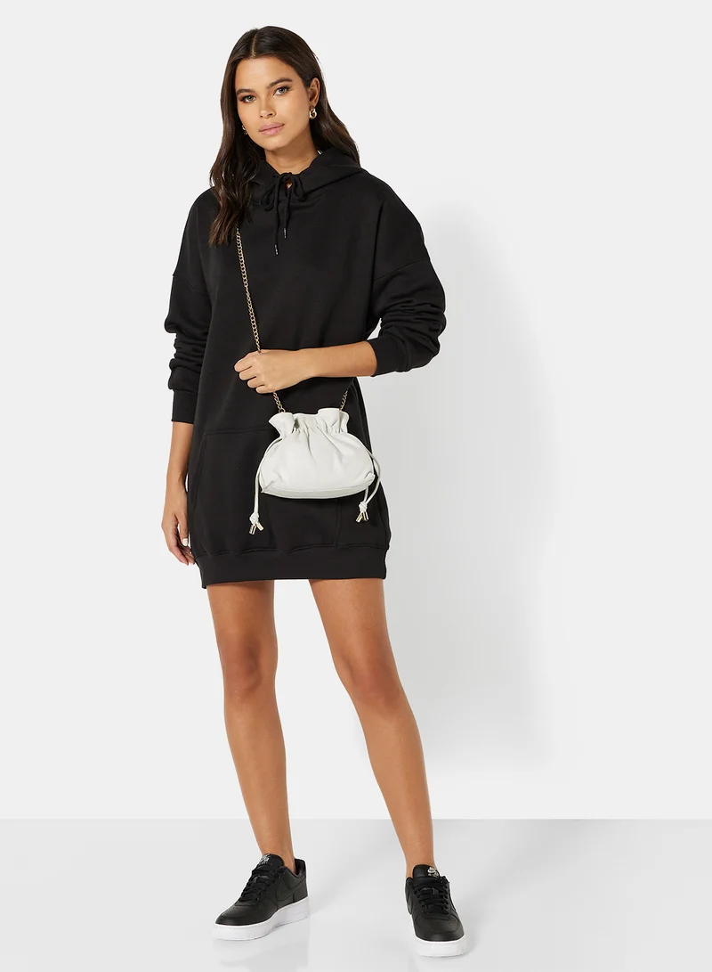 FEMME LUXE Oversized Hoodie Dress Black