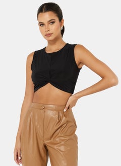 Twist Front Crop Top Black