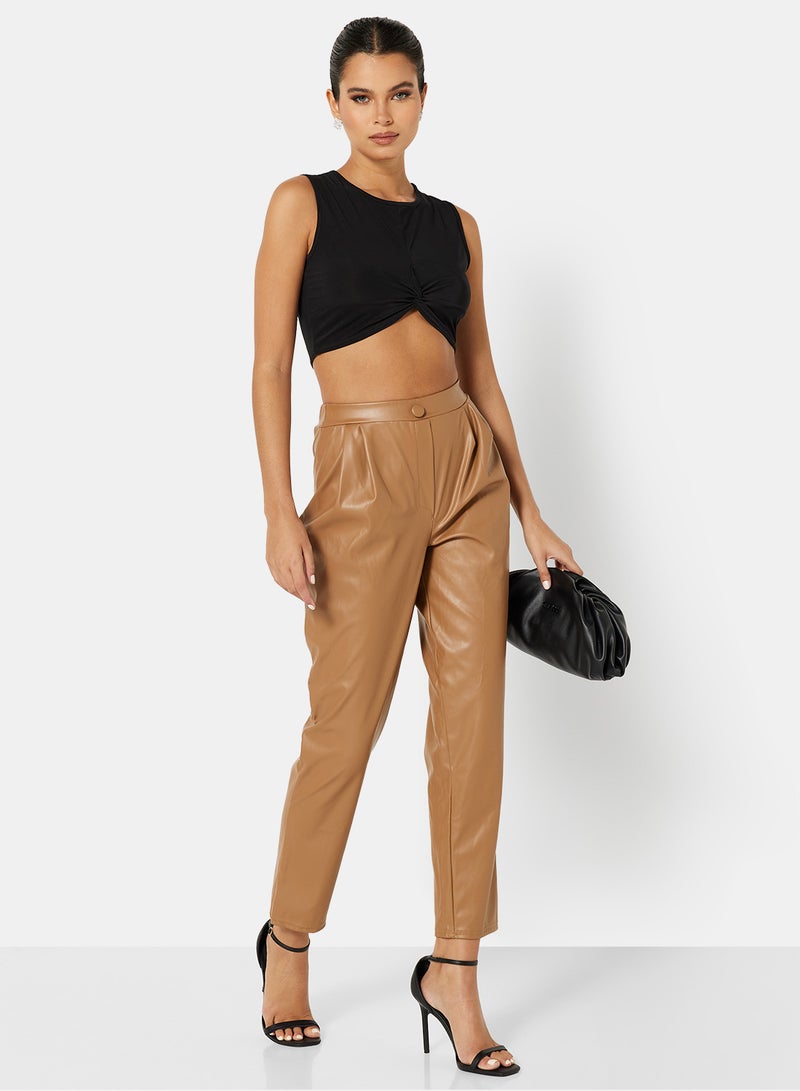 FEMME LUXE - Twist Front Crop Top Black - Image 1