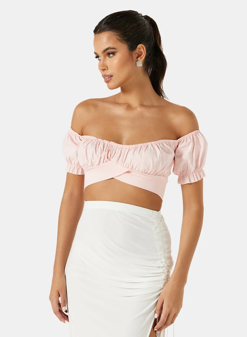 FEMME LUXE Bardot Crop Top