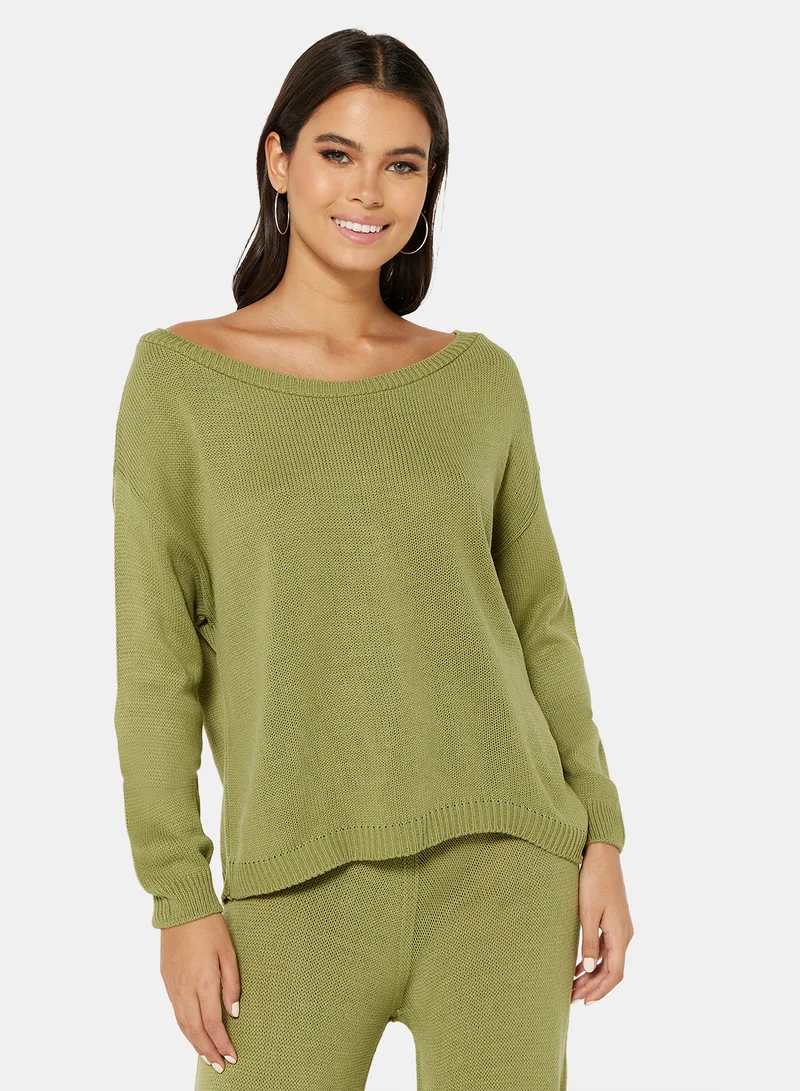 FEMME LUXE Basic Knit Loungewear Set Khaki