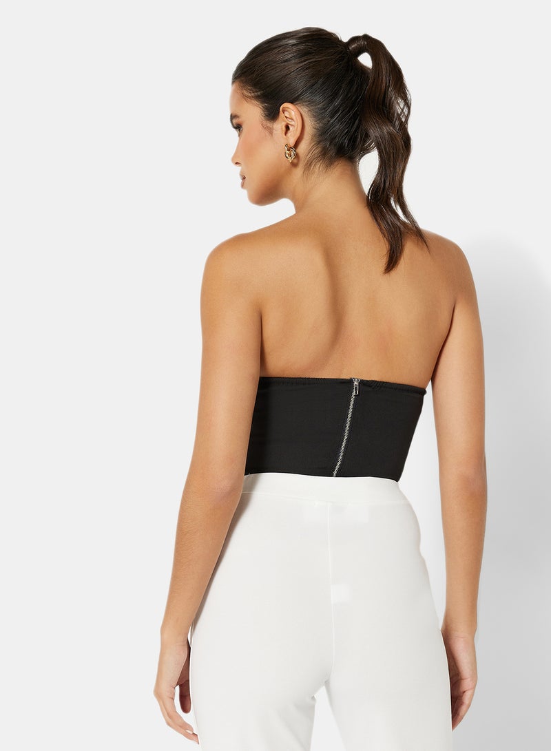 FEMME LUXE One Shoulder Corset Top Black - Image 2