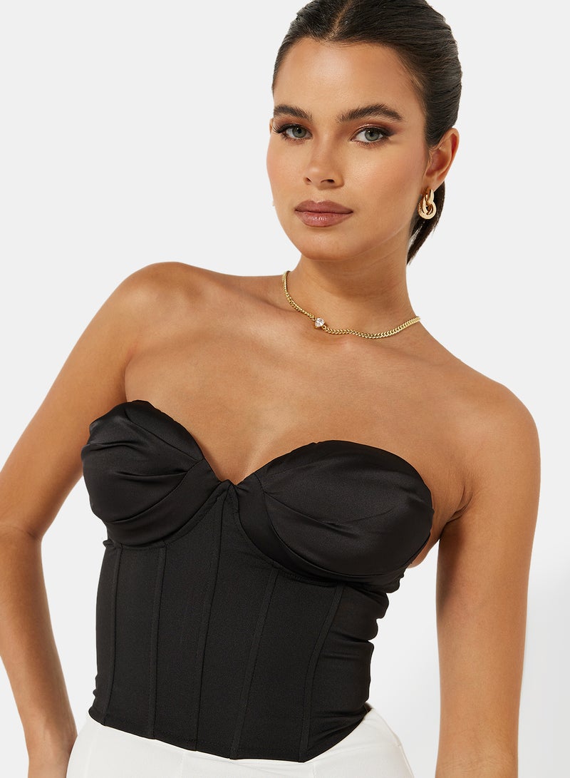 FEMME LUXE One Shoulder Corset Top Black - Image 3