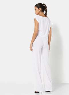 FEMME LUXE Boat Neck Crop Top and Pants Set (Set of 2) White  - Image 2
