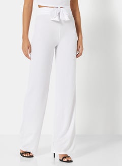 FEMME LUXE Boat Neck Crop Top and Pants Set (Set of 2) White  - Image 4