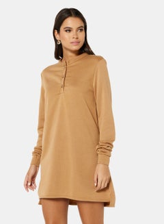 Long Sleeve Mini Dress Brown