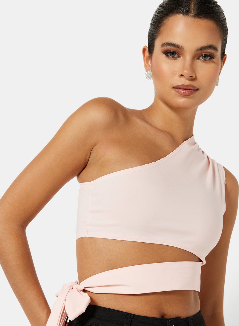 FEMME LUXE - Cut-Out Detail Crop Top Light Pink - Image 1
