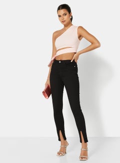 FEMME LUXE Cut-Out Detail Crop Top Light Pink  - Image 4