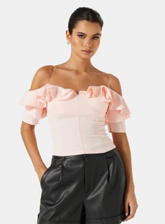 FEMME LUXE Ruffle Detail Bandeau Top Pink  - Image 1