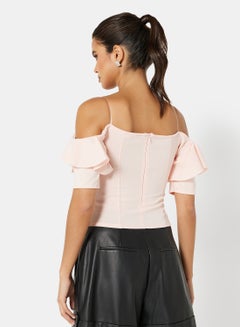 FEMME LUXE Ruffle Detail Bandeau Top Pink  - Image 2