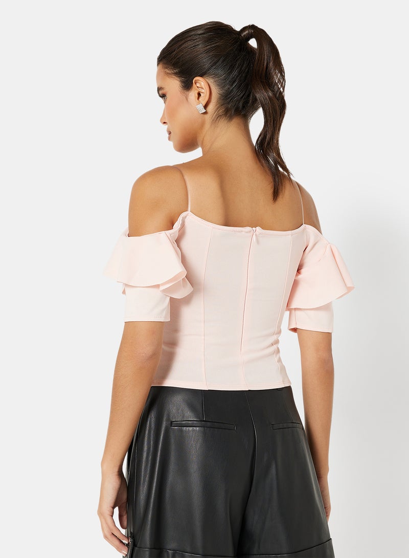 FEMME LUXE Ruffle Detail Bandeau Top Pink  - Image 2