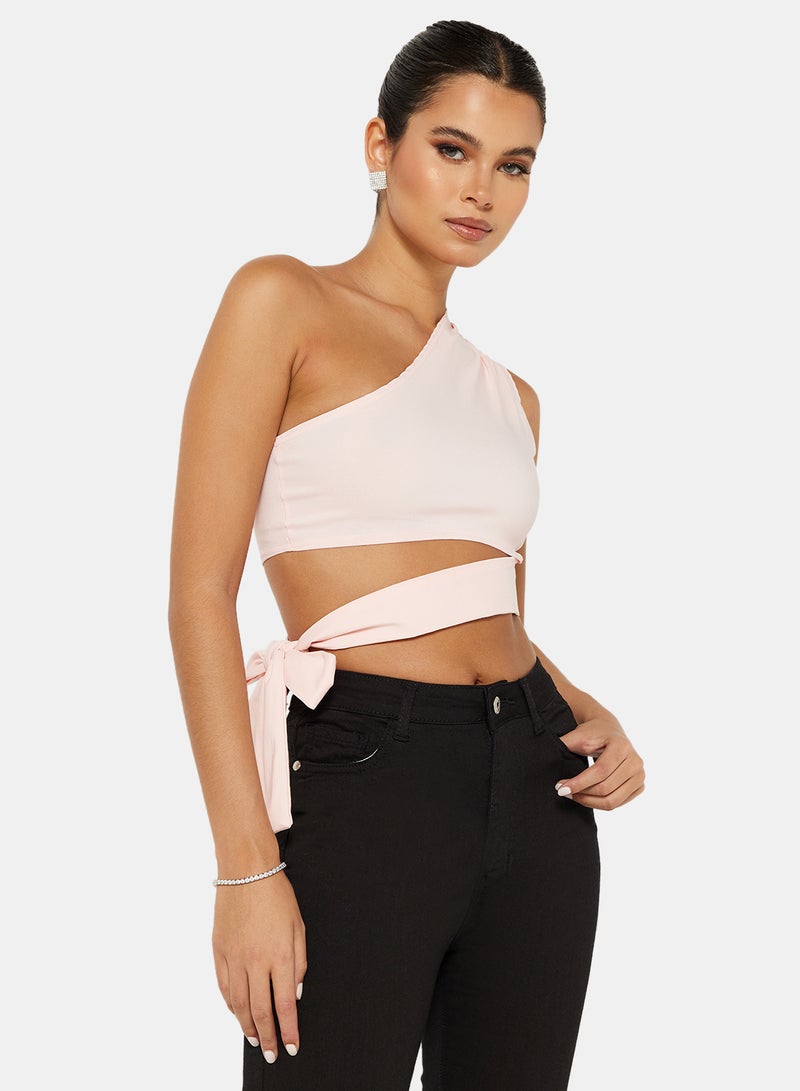 FEMME LUXE - Cut-Out Detail Crop Top Light Pink - Image 1