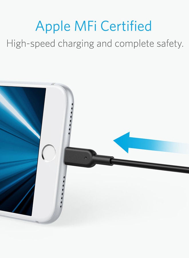 Anker - PowerlineII With Lightning Connector 3ft Black - Image 1