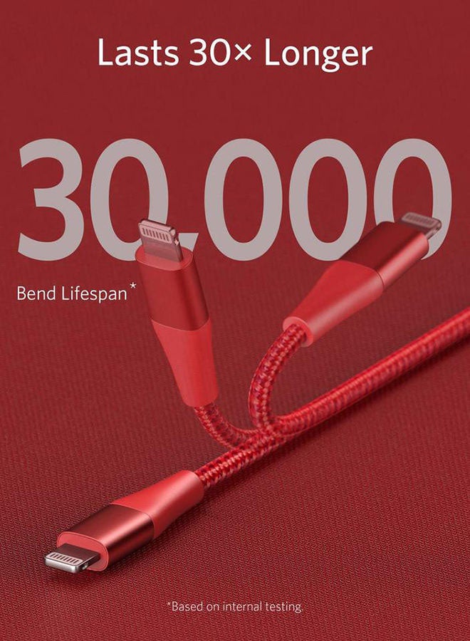 Anker - PowerLine +II USB-C Cable to  Lightning  3ft Red - Image 1