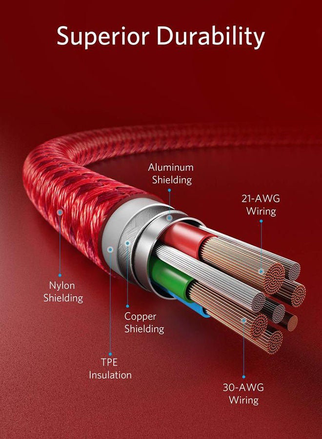 Anker - PowerLine +II USB-C Cable to  Lightning  3ft Red - Image 1