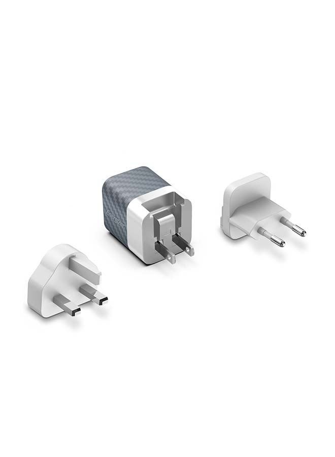 Energizer - Ultimate 38W Fast Charging QualComm Wall Charger, 20W Power Delivery Type-C Output And 18W QC USB-A Output, International Plugs, Universal Compatibility Silver - Image 1